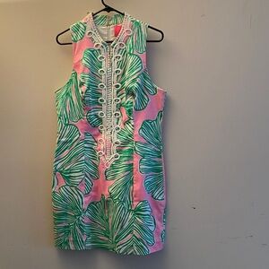 Lilly Pulitzer Mandevilla Baby Who Let The Fronds Out  Pink and Green Midi Dress